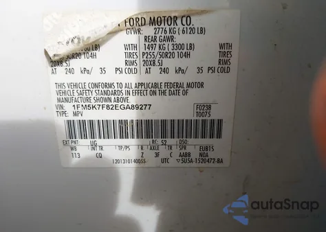 2014 Ford Explorer Limited z USA, uszkodzony, nr VIN 1FM5K7F82EGA89277